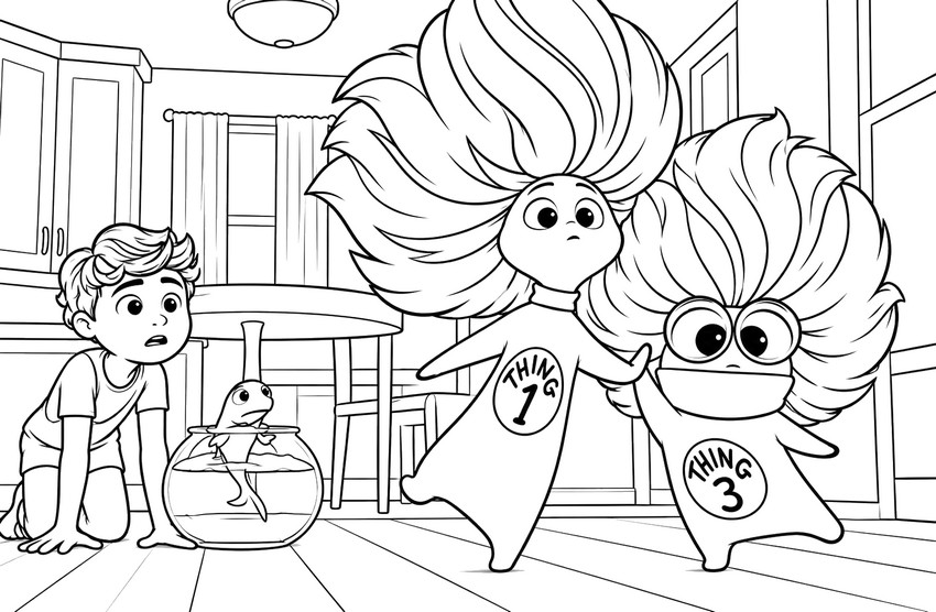 Coloring page - Thing 1 and Thing 3 - The Cat In The Hat 2026