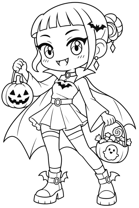 Downloadable coloring - Zoey - Kpop Demon Hunters - Halloween