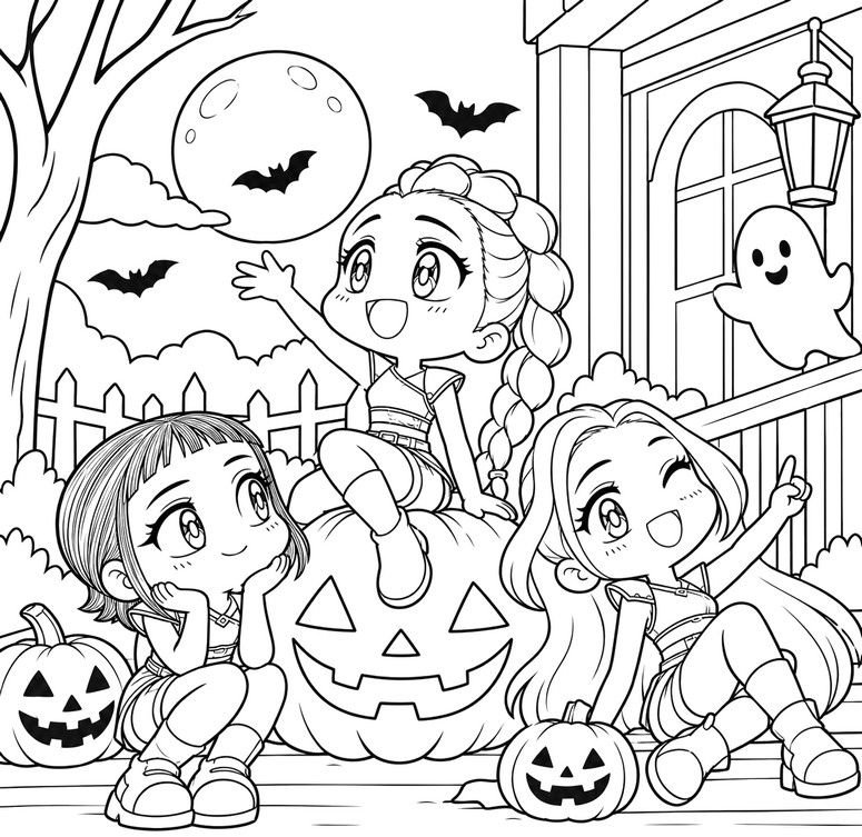 Image to color - Chibi - Kpop Demon Hunters - Halloween