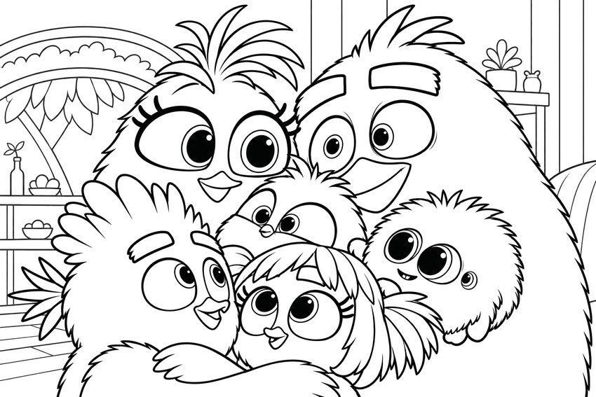 Free coloring page - The family - The Angry Birds Movie 3
