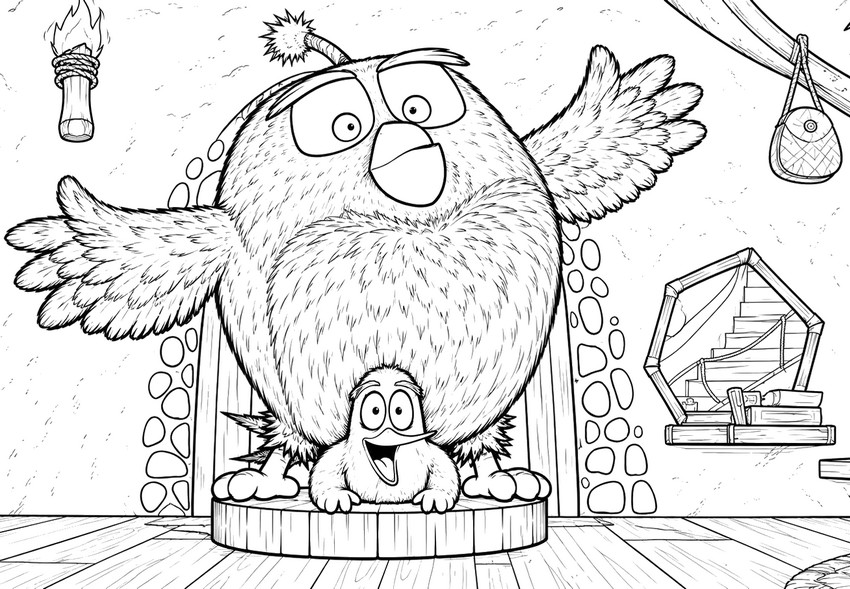 Image to color - Bomb and the little bird - The Angry Birds Movie 3