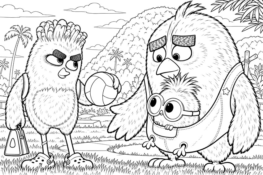 Drawing to color - Red, Silver and Olly - The Angry Birds Movie 3