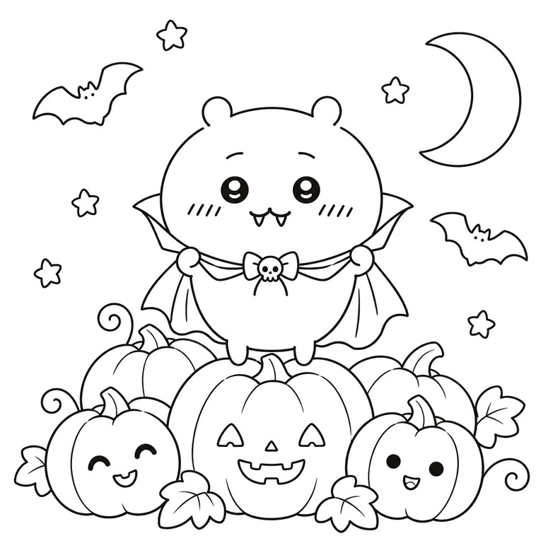 Coloring page - The Little Vampire - Chiikawa Halloween
