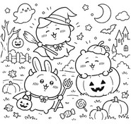 Downloadable coloring - Chiikawa, Hachiware & Usagi - Chiikawa Halloween