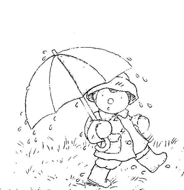 Coloriage T'choupi sous la pluie