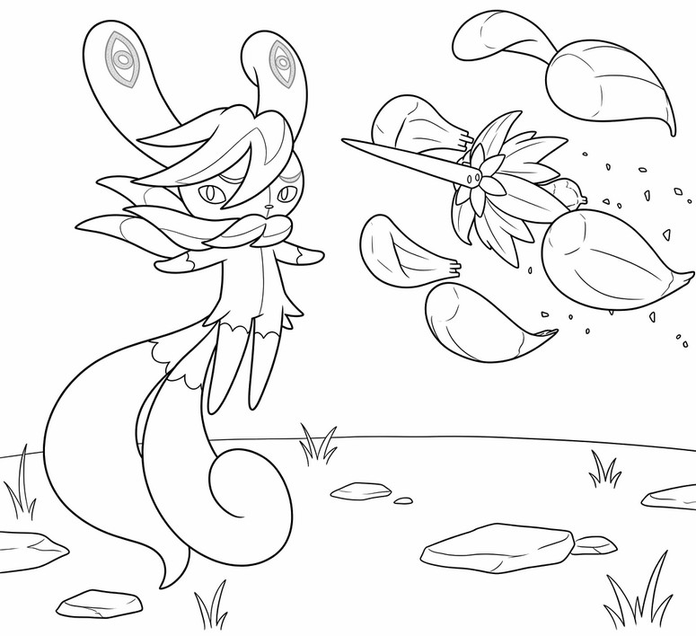 Printable coloring - Mega Meowstic and Mega Glimmora - Pokémon Mega Dimension
