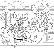 Printable coloring - Mega Magearna and Mega Chimecho - Pokémon Mega Dimension