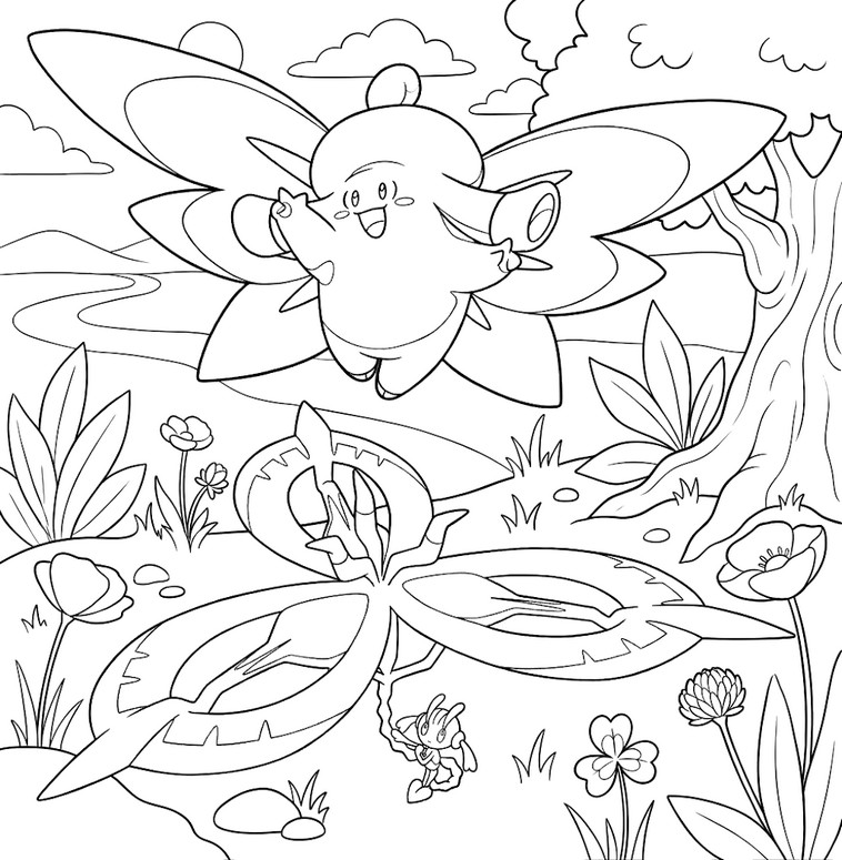 Darmowa kolorowanka - Mega Clefable i Mega Floette - Megaewolucje Pokémon z Legends Z-A