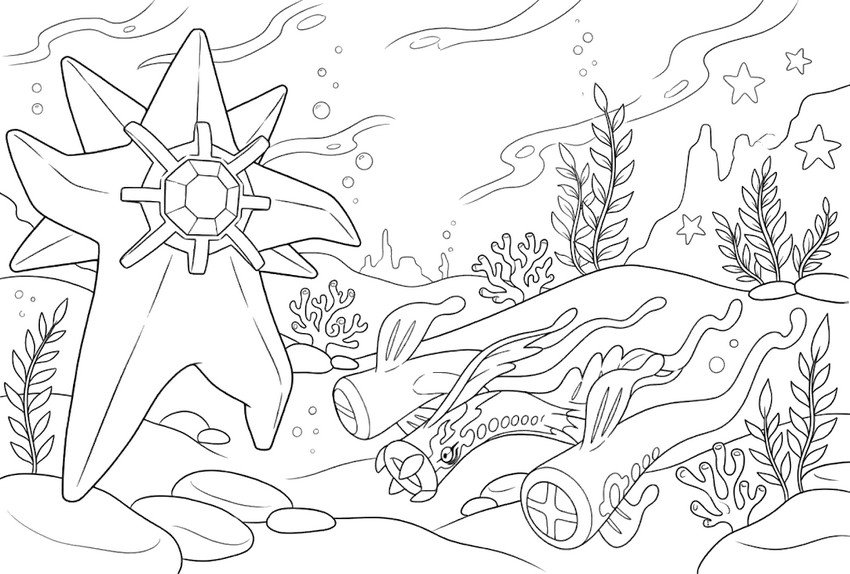 Kolorowanka - Mega Starmie i Mega Eelektross - Megaewolucje Pokémon z Legends Z-A