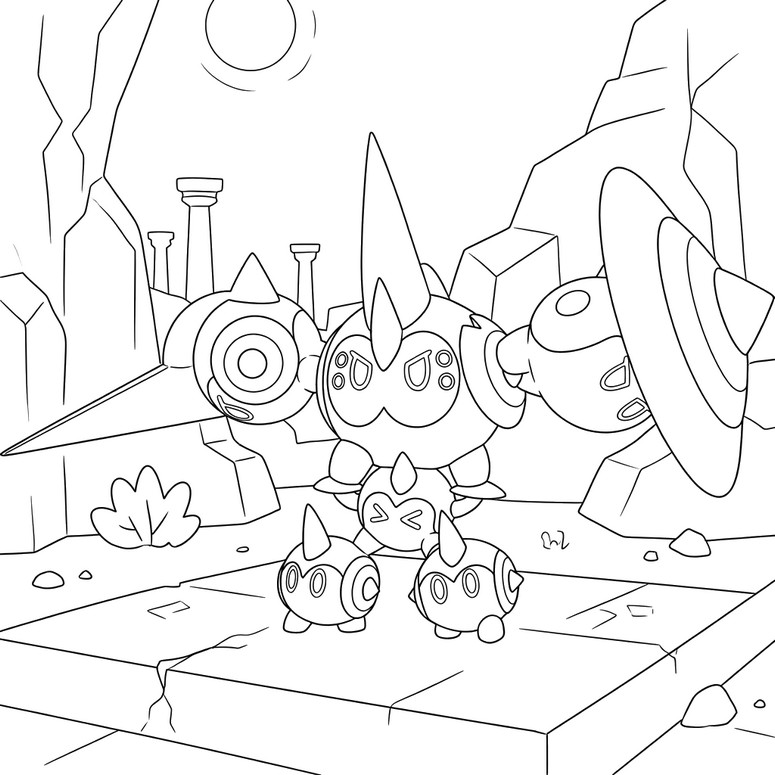Kolorowanka do druku - Mega Falinks - Megaewolucje Pokémon z Legends Z-A