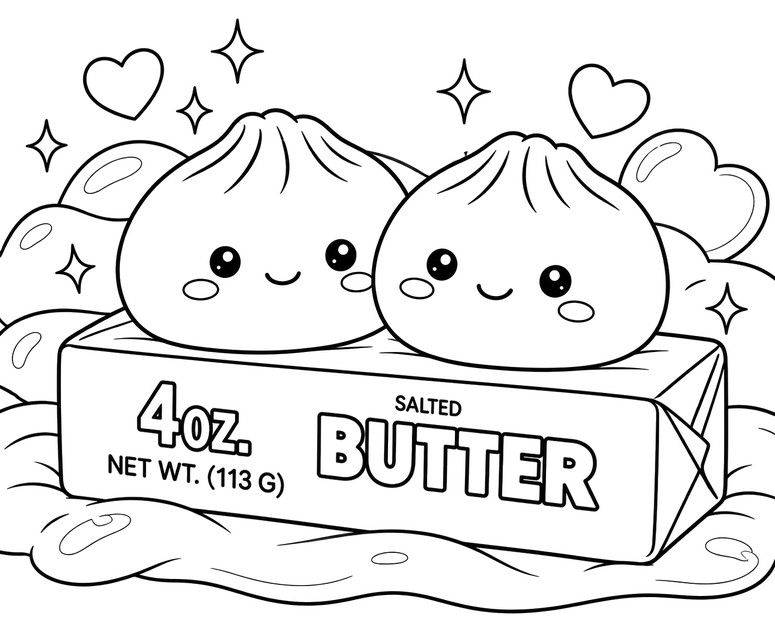 Printable coloring - Squishy Dumpling - Squishy Butter