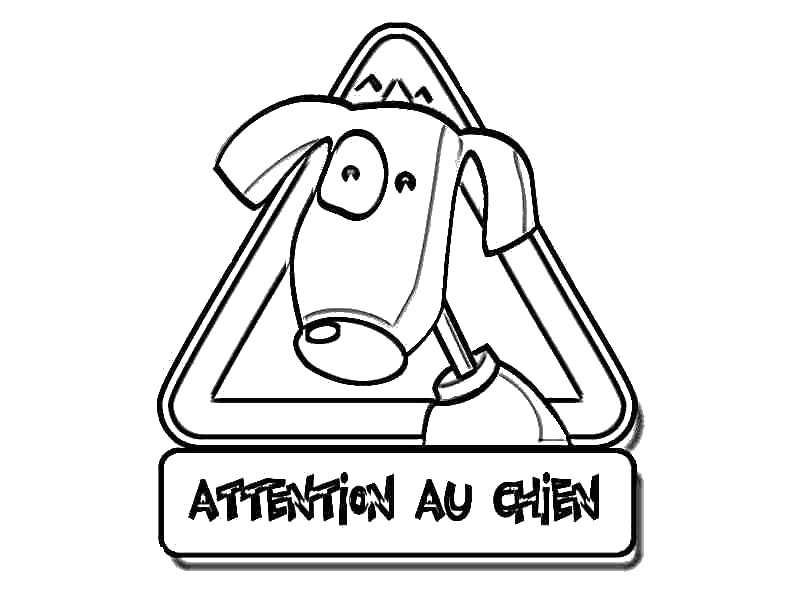 Coloriage Attention au chien