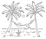 Desenho para colorir Praia Palmeiras