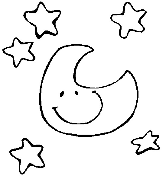 Dibujo para colorear Estrellas Sol Luna