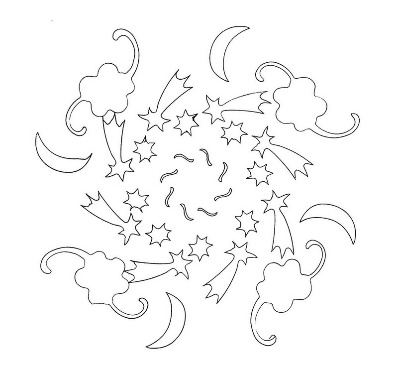 Dibujo para colorear Estrellas Sol Luna 5