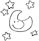 Desenho para colorir Estrelas Sol Lua