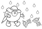 Coloriage Madame un jour de pluie