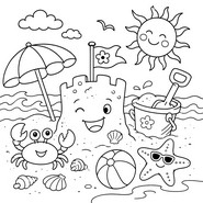 Coloriage à imprimer - Château de sable - Ete