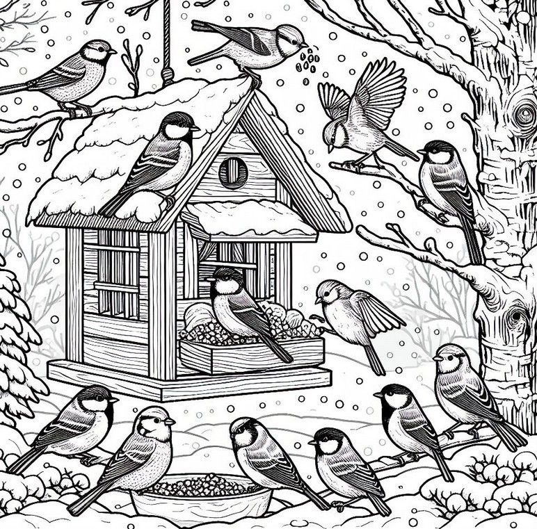 Coloring page Bird feeder