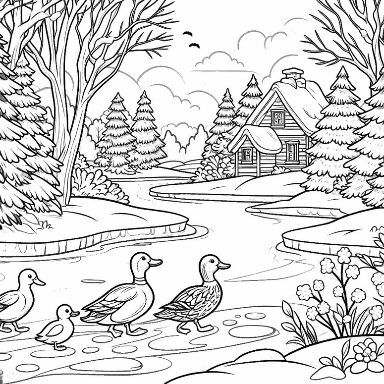 Coloring page Frozen river