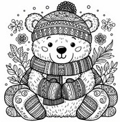 Väritettävä sivu - Zentangle -karhu - Talvi