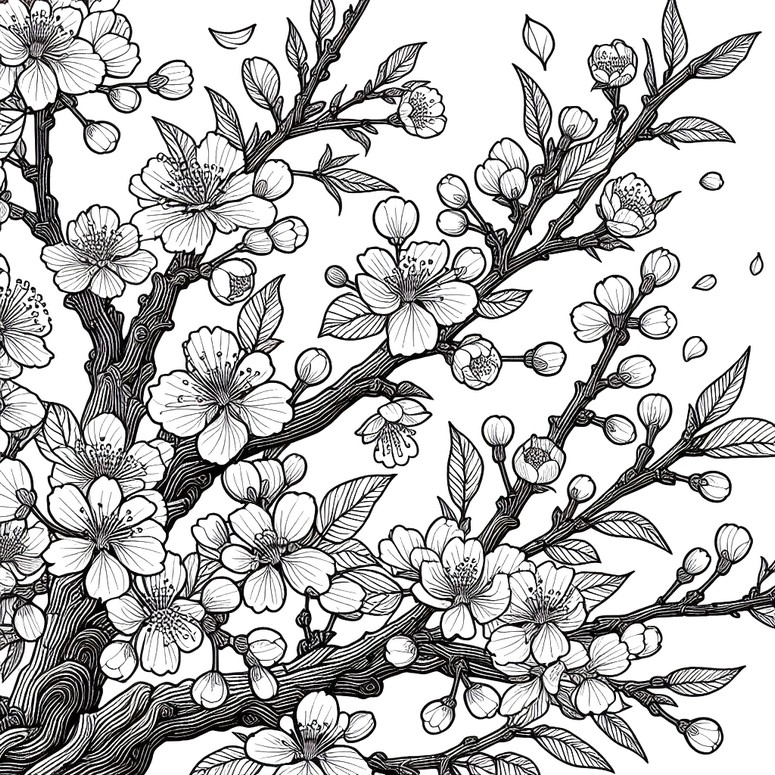 Coloring page Cherry Blossom
