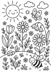Desenho para baixar - Abelha e borboleta - Mola