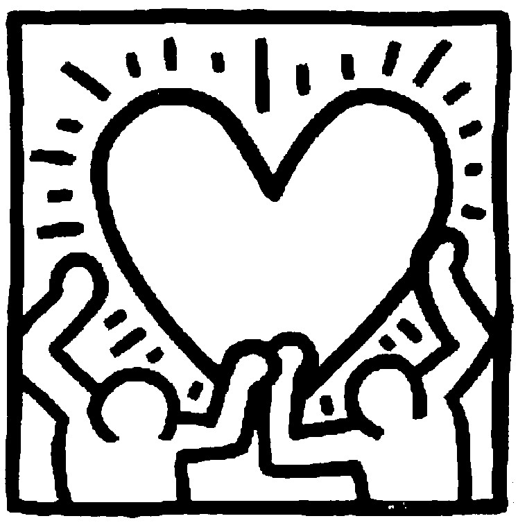 Coloring page Keith Haring: heart - Art Famous paintings
