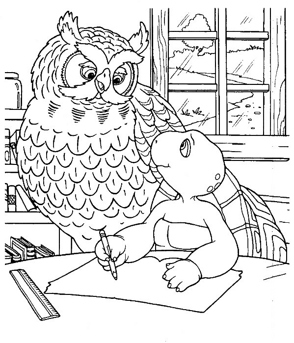 Coloriage Franklin à l'école