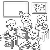 Dibujo para imprimir - En el aula - Escuela