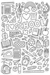 Hoja para colorear - I love school - Escuela