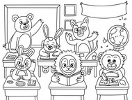 Dibujo gratuito - Animales en la escuela - Escuela