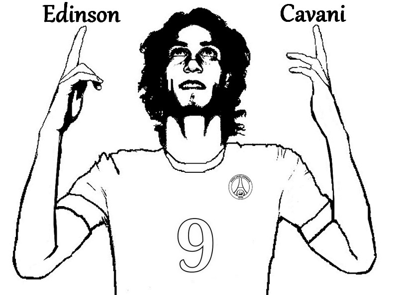 Dibujo para colorear Edinson Cavani - Futbol
