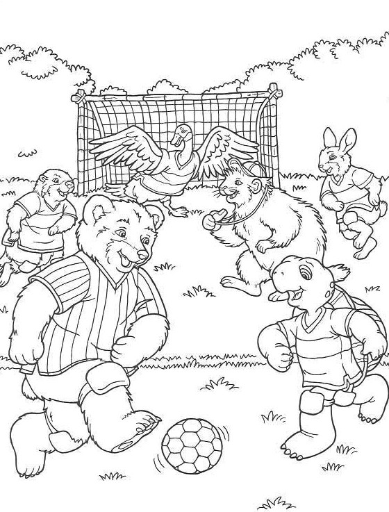 Coloriage Franklin et ses amis jouent au foot - Football
