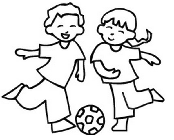 Coloriage Enfants jouant au foot - Football