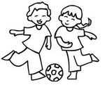 Tulostakaa värityskuvia Lapset pelaa jalkapalloa