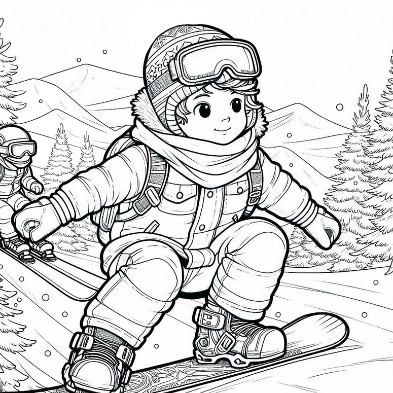 Coloriage Surf des neiges