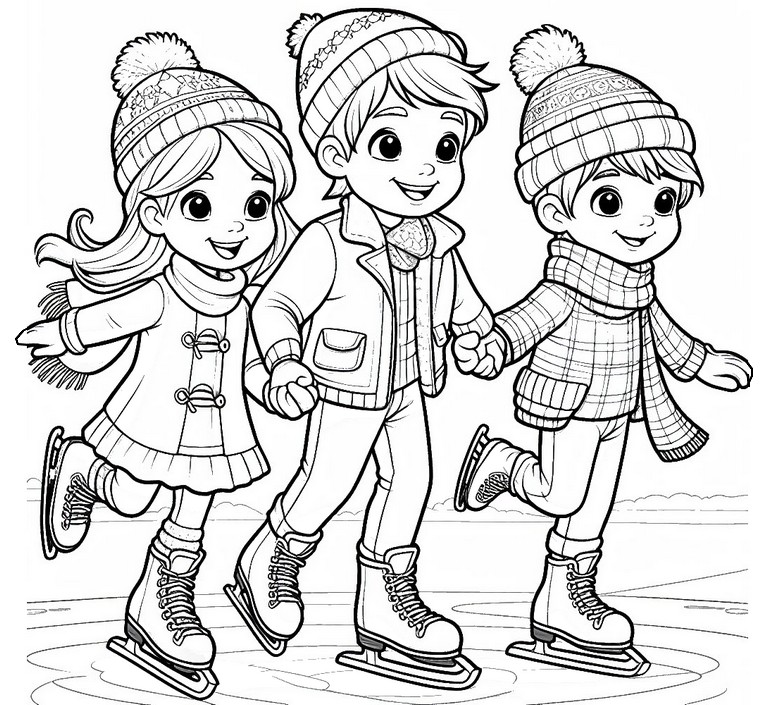 Coloring page ice skating