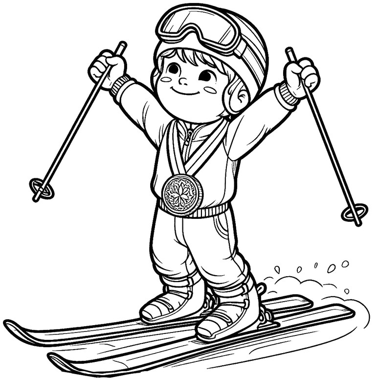 Coloriage Médaille ski