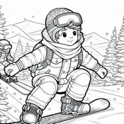 Ilustração para colorir - Snowboard - Desportos de Inverno