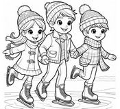 Folha para colorir - patinagem no gelo - Desportos de Inverno