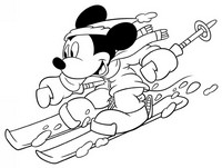 Tulostakaa värityskuvia Mickey hiihtivät