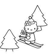 Malebøger Hello Kitty skied