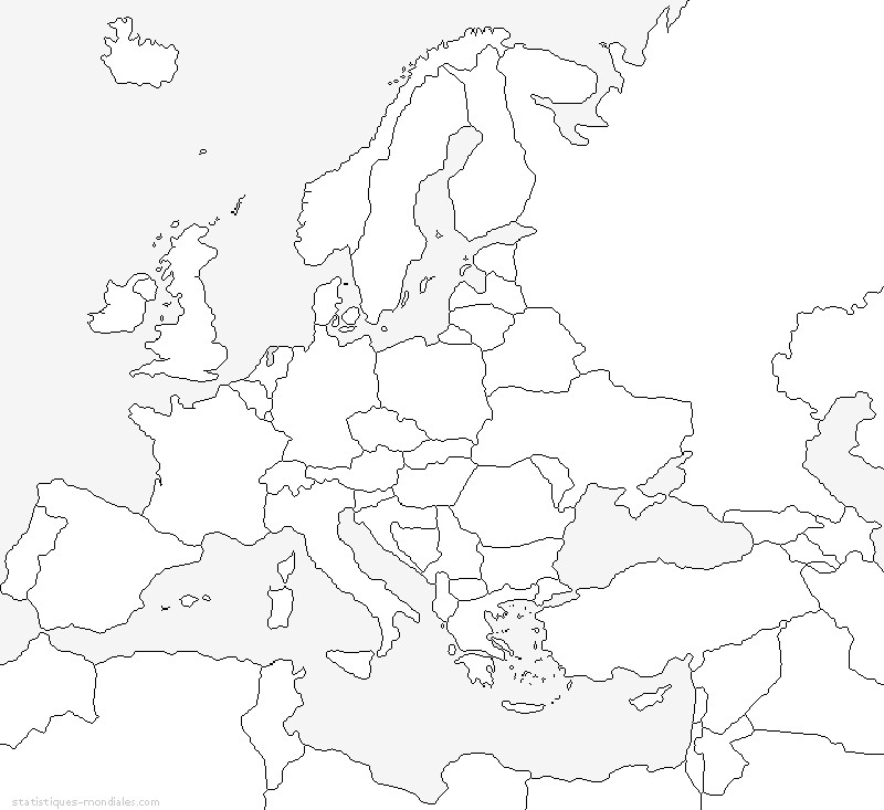 Les pays d'Europe - Carte à colorier