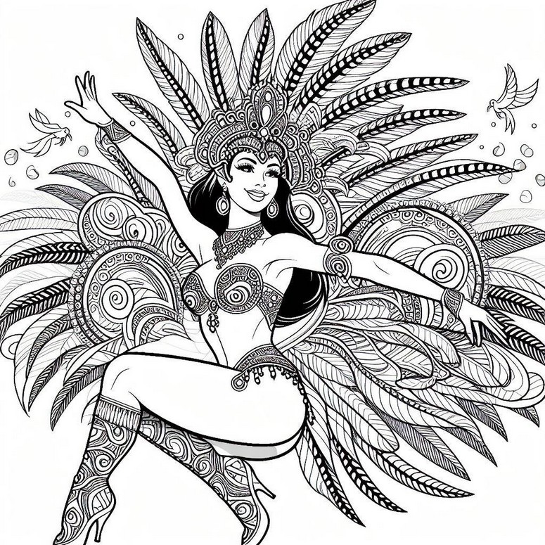 Desenho para colorir Dançarina samba no Rio