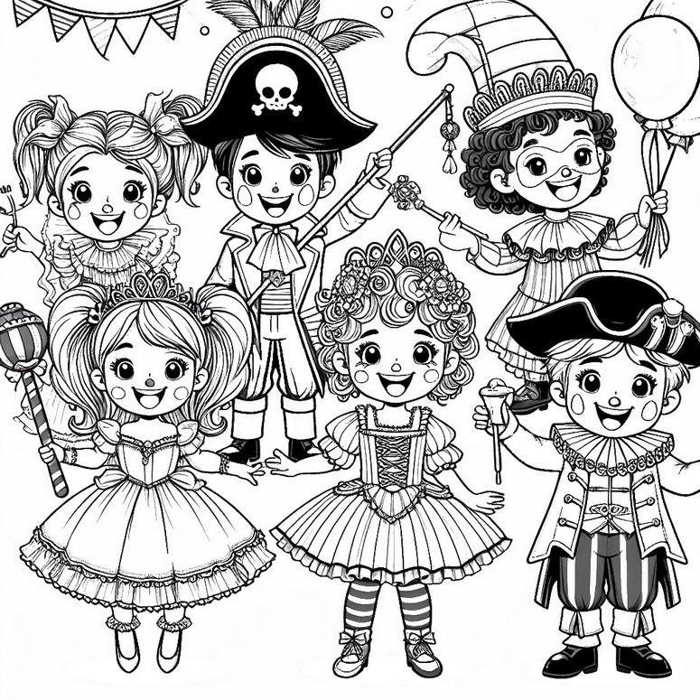Coloring page Disguised children