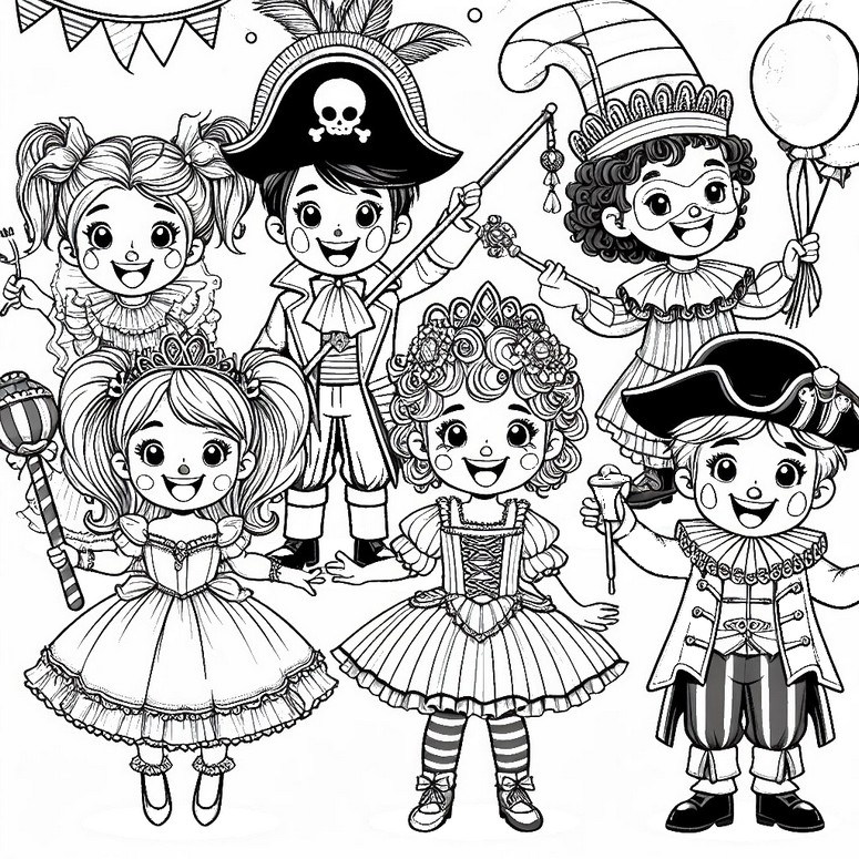 Dibujo para colorear Niños disfrazados