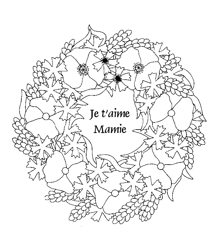 Coloriage Je t'aime Mamie