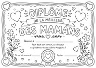Dessin à colorier - Diplôme de la meilleure des mamans - Fête des mères