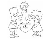 Coloriage - Enfants Simpson - Fête des pères